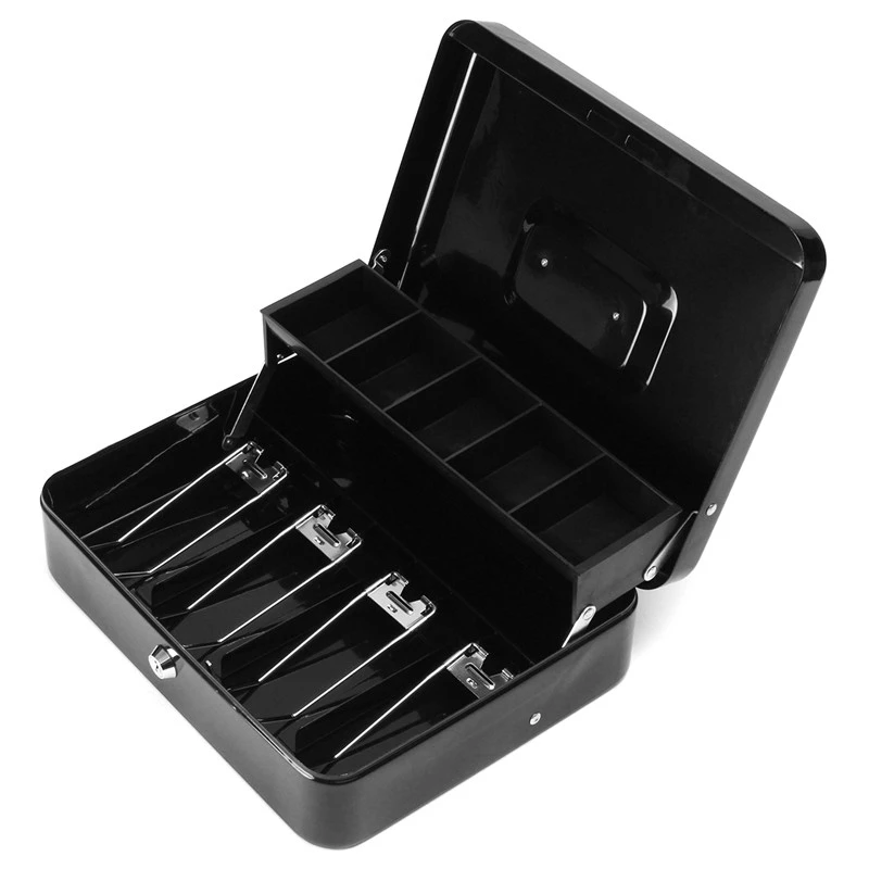 

LBER Metal Piggy Bank Key Lock Petty Coin Cash Money Box Pot Lockable Cash Box Deposit Security Cashier Drawer Storage