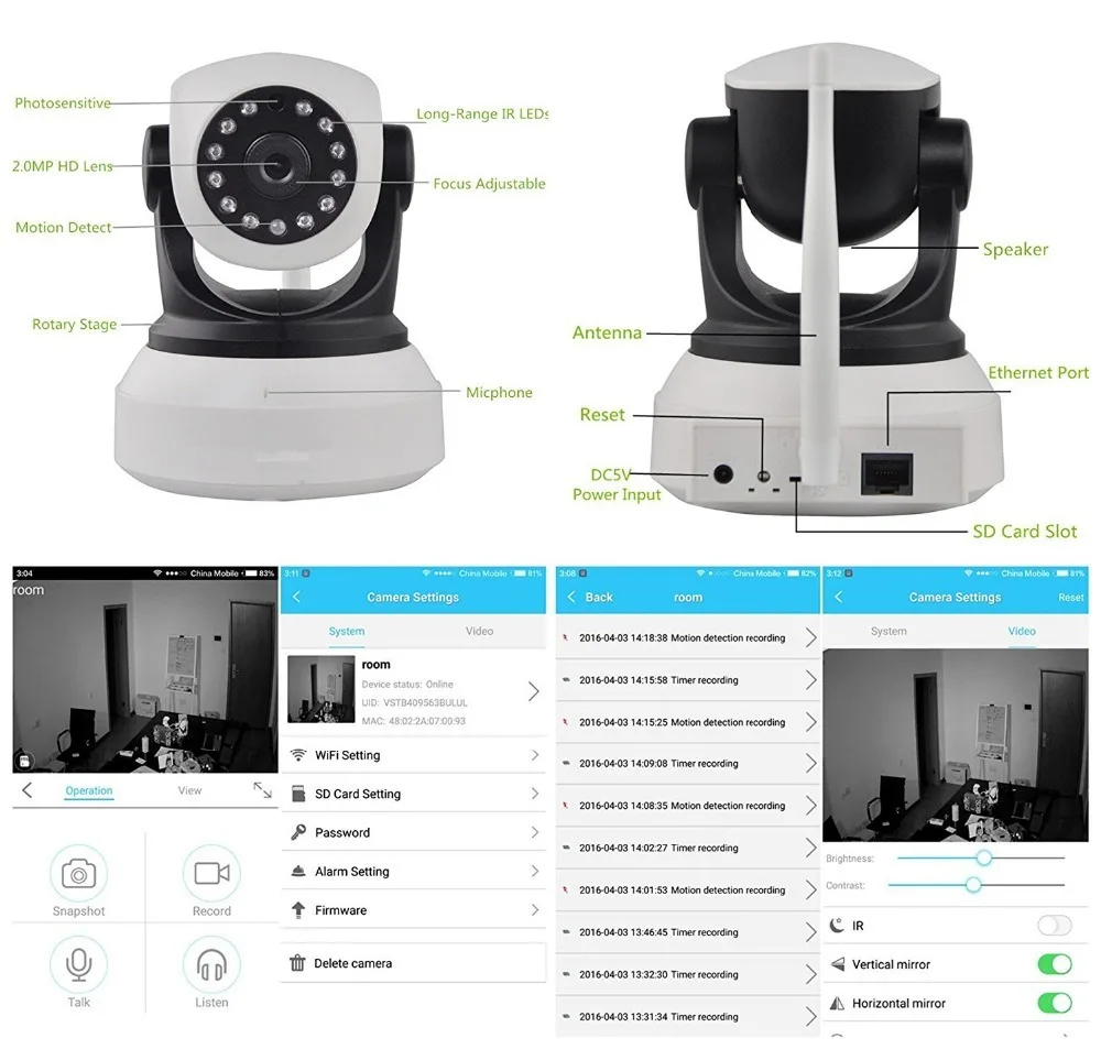 720P HD Беспроводная Wi-Fi домашняя камера безопасности Pan Tilt IP сеть наблюдения веб-камера день ночное видение Детский Монитор CamHi APP