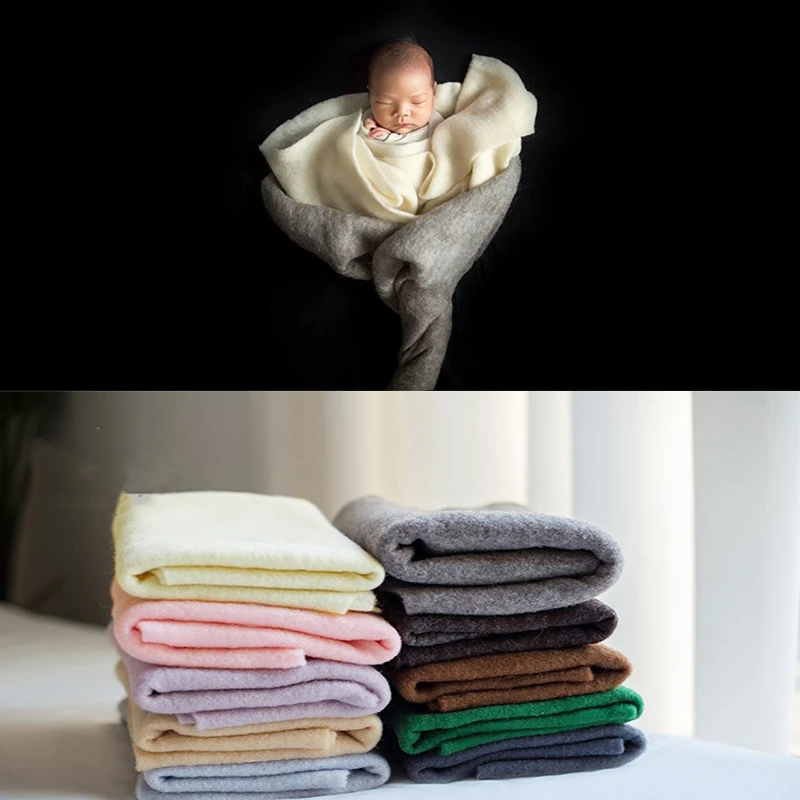 New Promotional Newborn Photography Props Pure Wool Felt Thin Blanket Wrapping Photo Props Studio Baby Shooting Mat Accessories