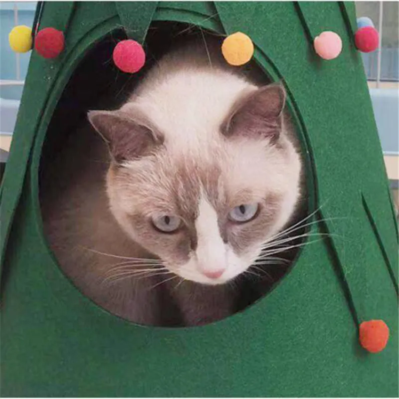 @HE Four Seasons Universal Christmas Tree Cat Nest Fun Safe Comfortable Felt Material Green Pet Sup