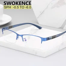 Finished Myopia Glasses Diopter-0.5 To-4 To-6 Women Men High End TR90 Half Frame Shortsighted Prescription Spectacles F125