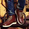 2022 Retro Red Winter Boots Men Leather Boots Fur Warm Comfortable British Style Big Size 46 Work Boots For Male Botas De Hombre ► Photo 2/6