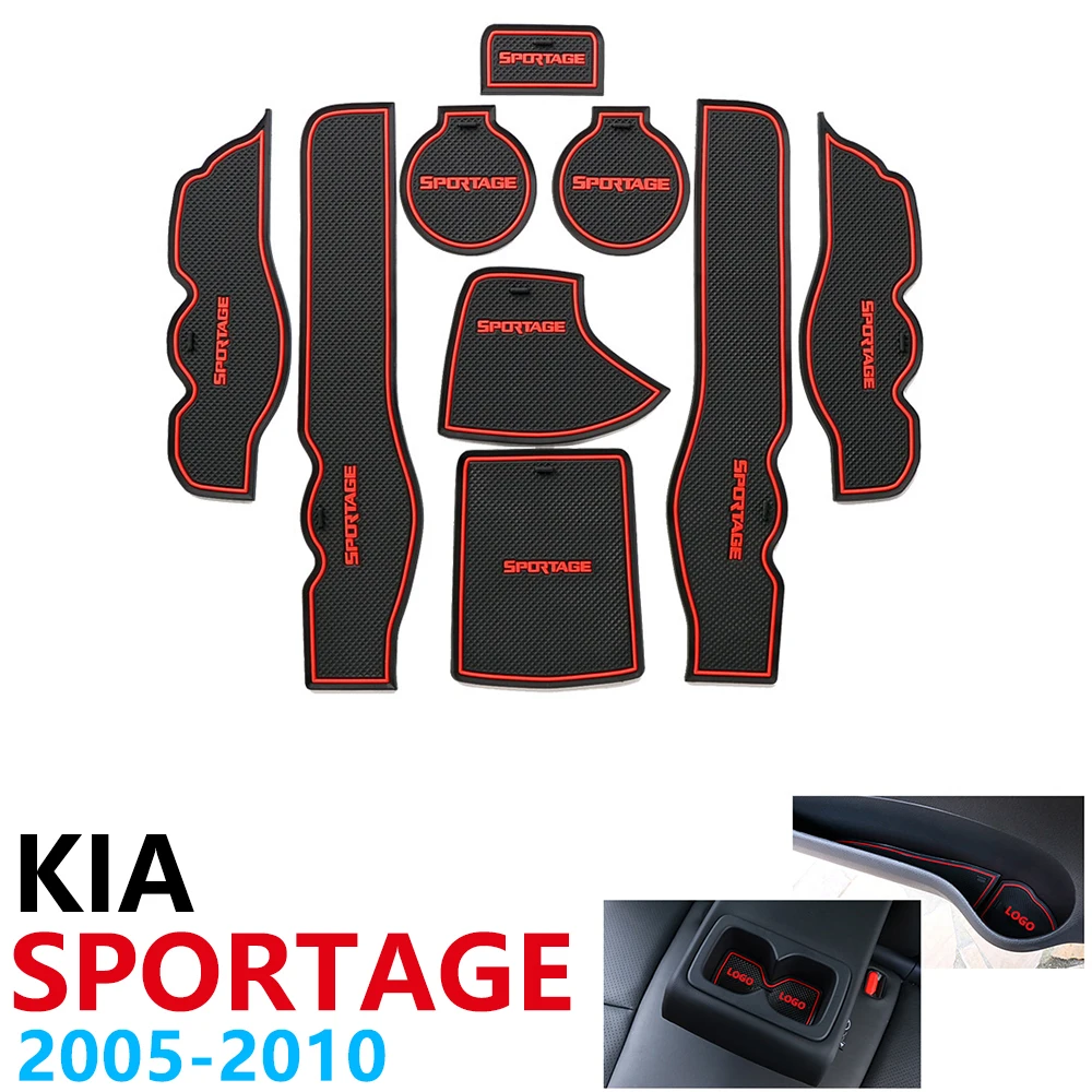 

Anti-Slip Rubber Cup Cushion Door Groove Mat for KIA Sportage JE KM MK2 2005~2010 2006 2007 2008 2009 Accessories Car Stickers