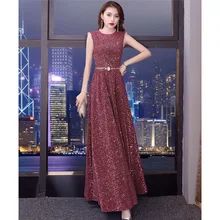 Высококлассные женские вечерние платья весна стиль Банкетный благородный элегантный блесток онлайн знаменитостей промышленного годового Общего м