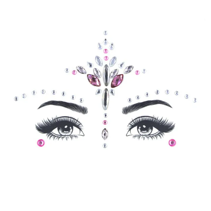 5  Fashion Jewelry Stickers Acrylic Rhinestone Festival Masquerade Party Women Face Sticker  Temporary Tattoo Diy Accessories