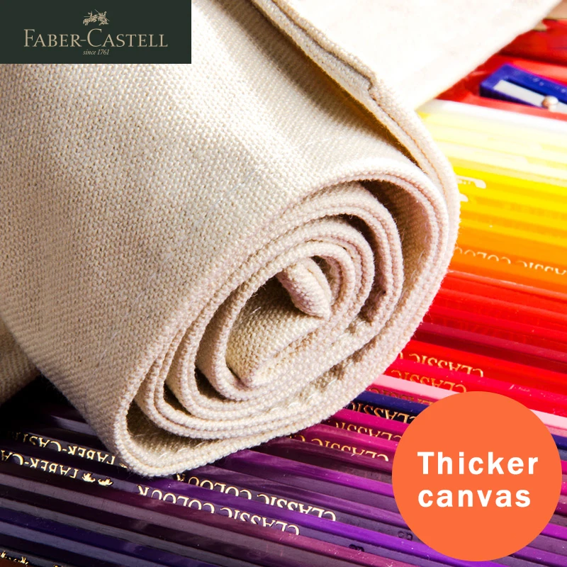 FABER CASTELL 캔버스 펜 커튼 50/64/76 구멍 연필 가방 케이스 홀더 롤업 스케치 연필 보관 주머니 학생 그림 도구