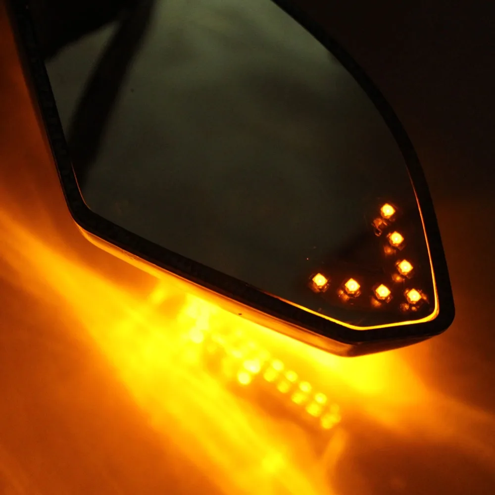 Мотоциклетные зеркала заднего вида 10 мм со Светодиодный светильник сигнала поворота для Honda Hyosung GT125R GT250R GT650R Kawasaki Ninja 250R 650R