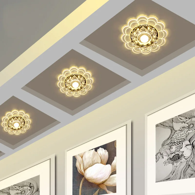 

2018 New Style Crystal Aisle Lights Circle Living Room Small Light LED Entrance Corridor Balcony Lighting Lamps Ceiling Lamp