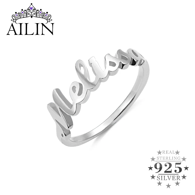 AILIN 925 пробы серебряные персонализированные кольца для женщин индивидуальное имя