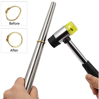 

11Pcs Metal Mandrel Finger Sizing Guage Jewelers Hammer Ring Clamps Tools Kit U4LE