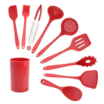 

8 Sets Silicone Cooking Utensil Spoon Soup Ladle Spatula Turner Fork Tongs Heat Resistant Kitchen Tools Cooking Utensil Set