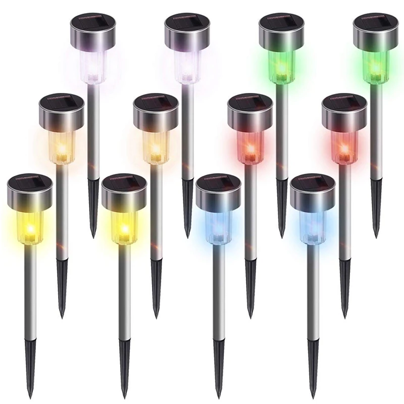 

12 Packs LED Solar Garden Light Color Landscape Light Stainless Steel Led Courtyard Landscape Courtyard Lighting