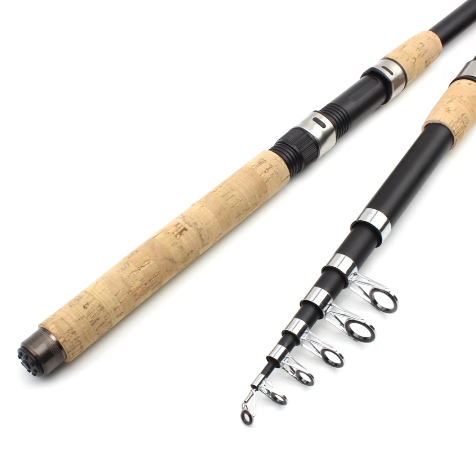 2.1M-3.6M Top Quality Carbon Telescopic Fishing Rods Spinning Fishing Pole  Lure Weight 30-150g wooden handle sea rock fishing