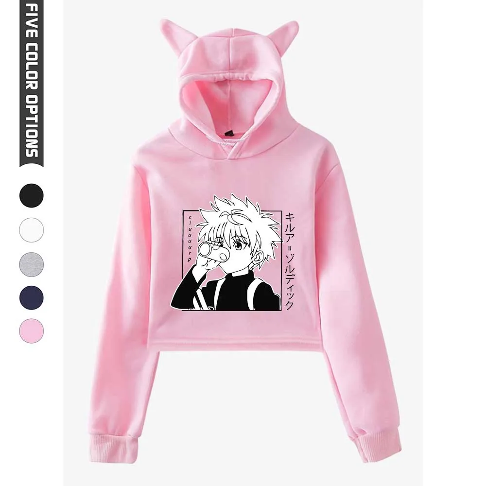 HUNTER×HUNTER толстовки с капюшоном кошачьими ушками модный тренд сала короткий