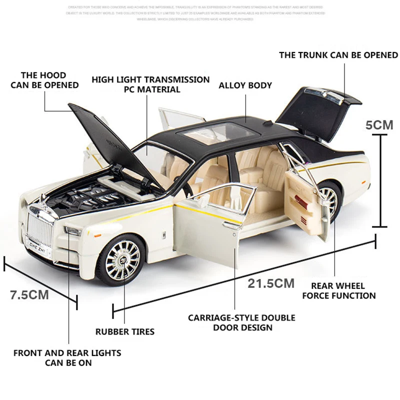 1:24 игрушечный автомобиль Rolls Royce Phantom Металлический Игрушечный Автомобиль брелок