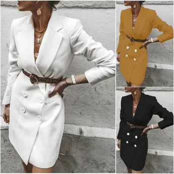 

Women Ladies Suit Business Blazer Ladies Bodycon Dres Double Breasted High Elastic Bandage Dress Causal Office Mini Dress