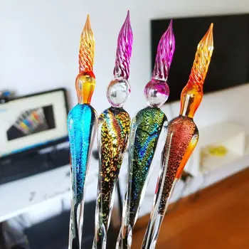 

Vintage Starry Sky Glass Fountain Dip Pen Signature Ink Set Calligraphy Writing Dip Pen