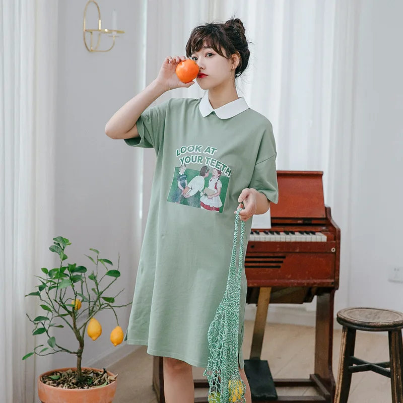 

2019 Summer Wear New Style Japanese-style Hipster Loose-Fit Slimming Mid-length Double Purpose Dress Women's Fashion