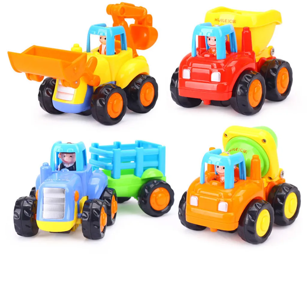 4pcs Friction Powered Car Toys Push and Go Construction Vehicles Cars child birthday surprises for 1-3 Year Old Kids #C