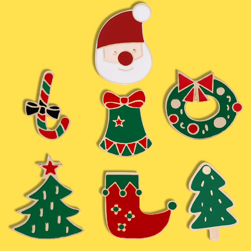 Милая Рождественская елка Санта Клаус Jingle Bell Boots брошь мультфильм эмаль булавки для женщин Зима нагрудные значки ювелирные изделия детский подарок