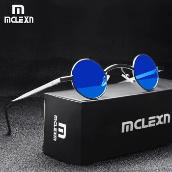 

MCLEXN Classic Small Round Sunglasses Men Small Vintage Retro Steampunk Glasses Women Metal Eyewear Oculos