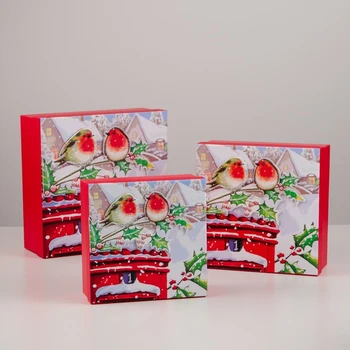 

A set of boxes 3 in 1 "Bullfinches", 28 x 28 x 11 - 21 x 21 x 9 cm