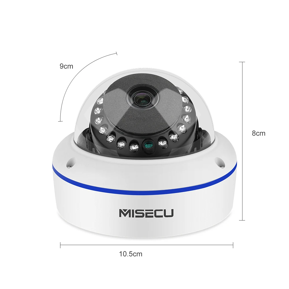 MISECU HD 1080 P 2MP наблюдения ip-камера c технологией питания poe аудио Внутренний микрофон АНТИВАНДАЛЬ ИК ночного купол безопасности Камера ONVIF P2P