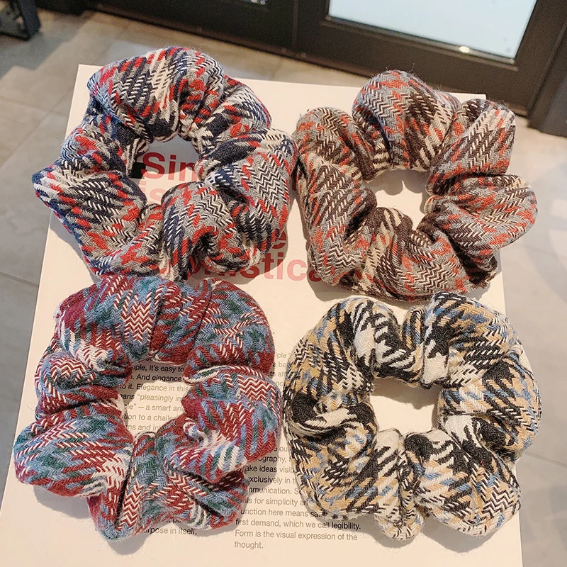 

WinterHair Bands New Striped Knitting Scrunchie Ponytail Holder Hair Bands Vintage Headband Fashion Hair Accessories For Girls