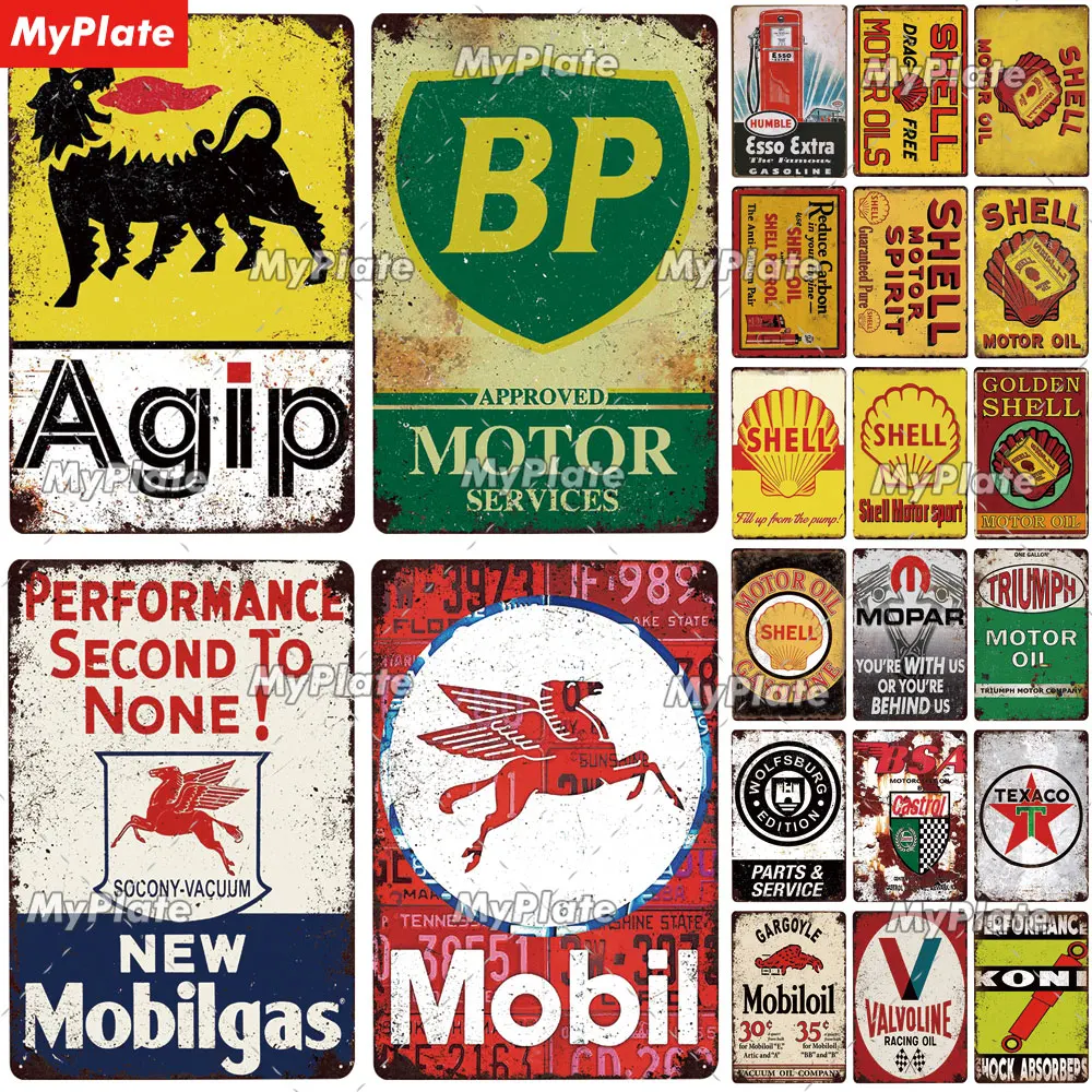 Винтажный металлический знак Motor Oil для фотографий Настенный декор