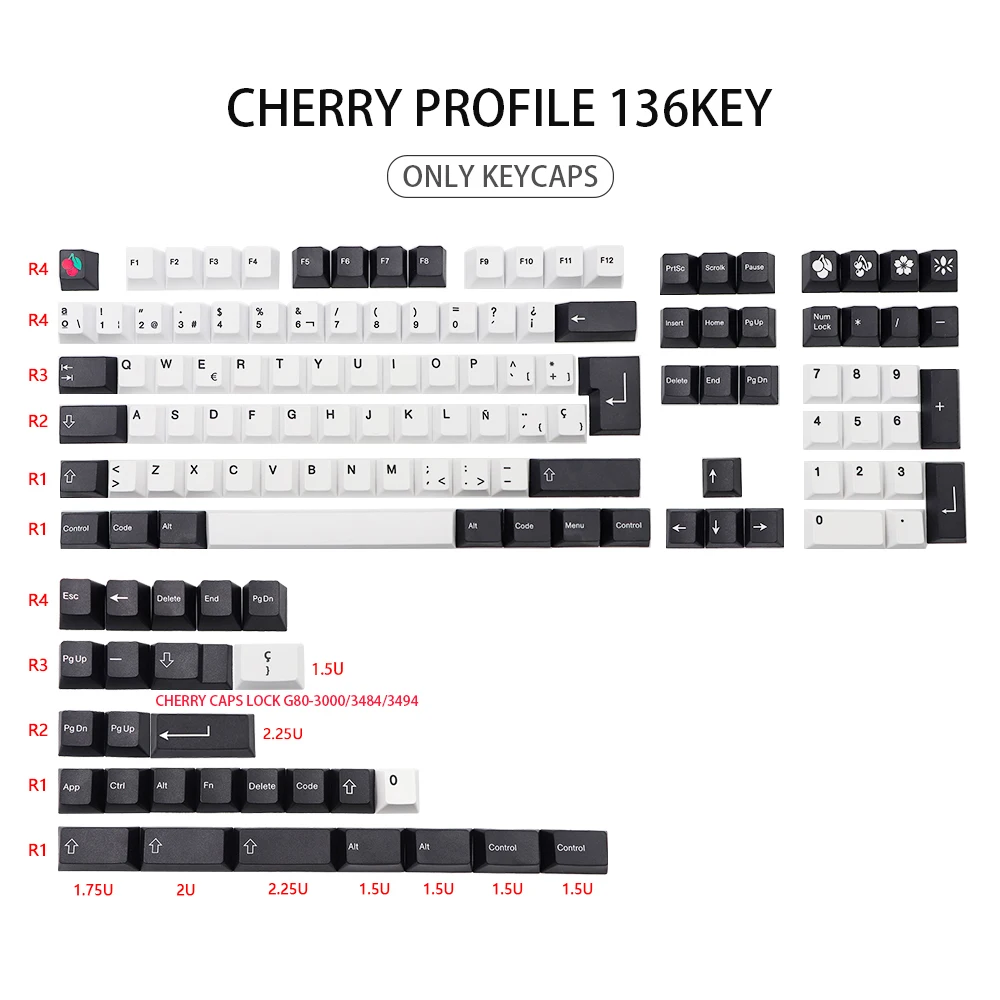Pbt Keycap para Cherry Gateron mx Switches Tampas de Teclado Iso Perfil Dye Sub Keycaps Layout de Espanha 64 96 108 - Imagem 3