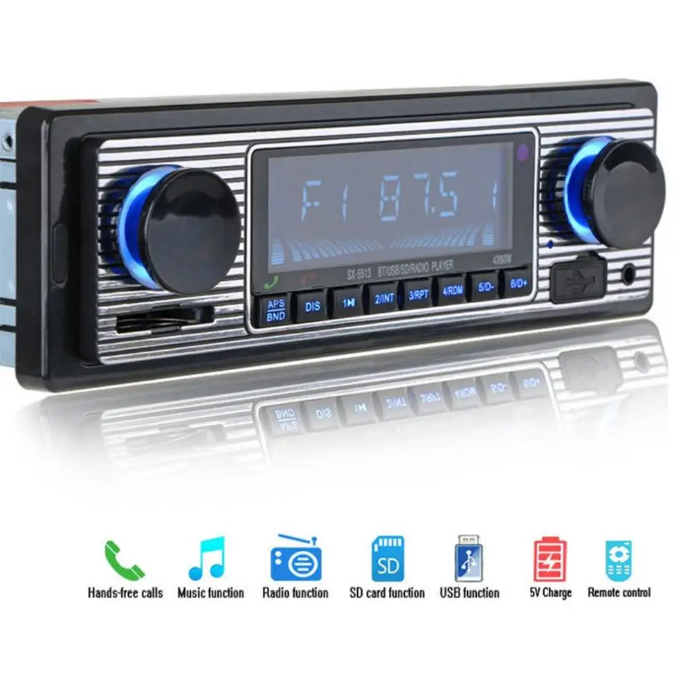 Vintage Car Bluetooth FM Radio MP3 Player Stereo USB AUX Classic Car Stereo Audio OLED Color Screen Car Music Media Player