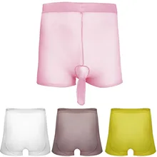 Men Sexy Trunks Stocking Sheer Pantyhose Boxer Shorts Underwear Gays Clothes See Through Sissy Panties Bottom Pant Homo Lingerie