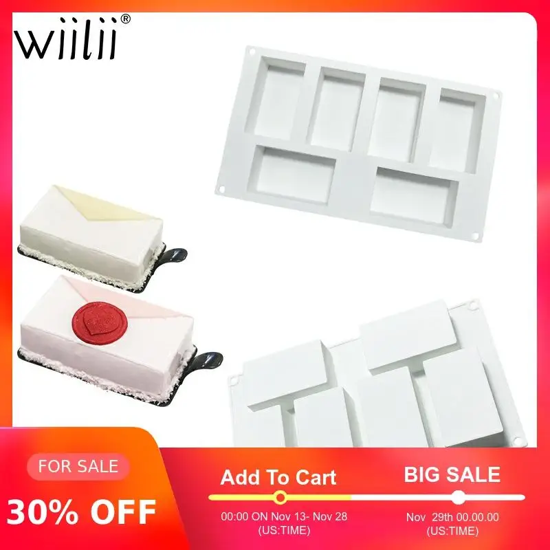 Силиконовая форма для торта 6 полости в форме кирпича мусса десерта