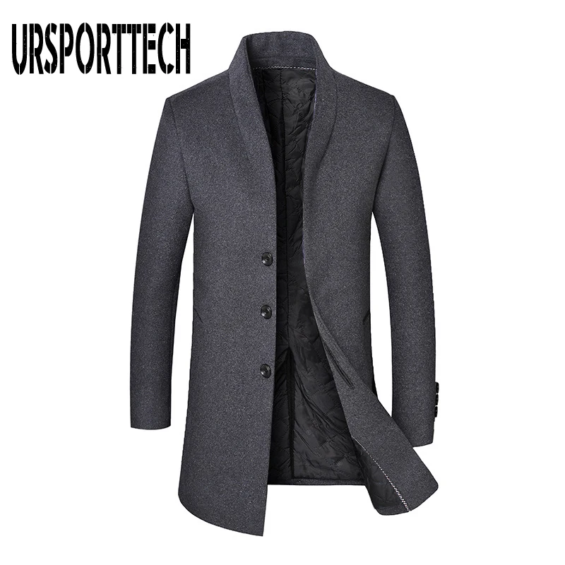 URSPORTTECH Winter Wool Coat Men High-quality Casual Slim Collar Wool Jacket Oversized Men's Long Cotton Collar Trench Coat URSPORTTECH Winter Wool Coat Men High-quality Casual Slim Collar Wool Jacket Oversized Men's Long Cotton Collar Trench Coat