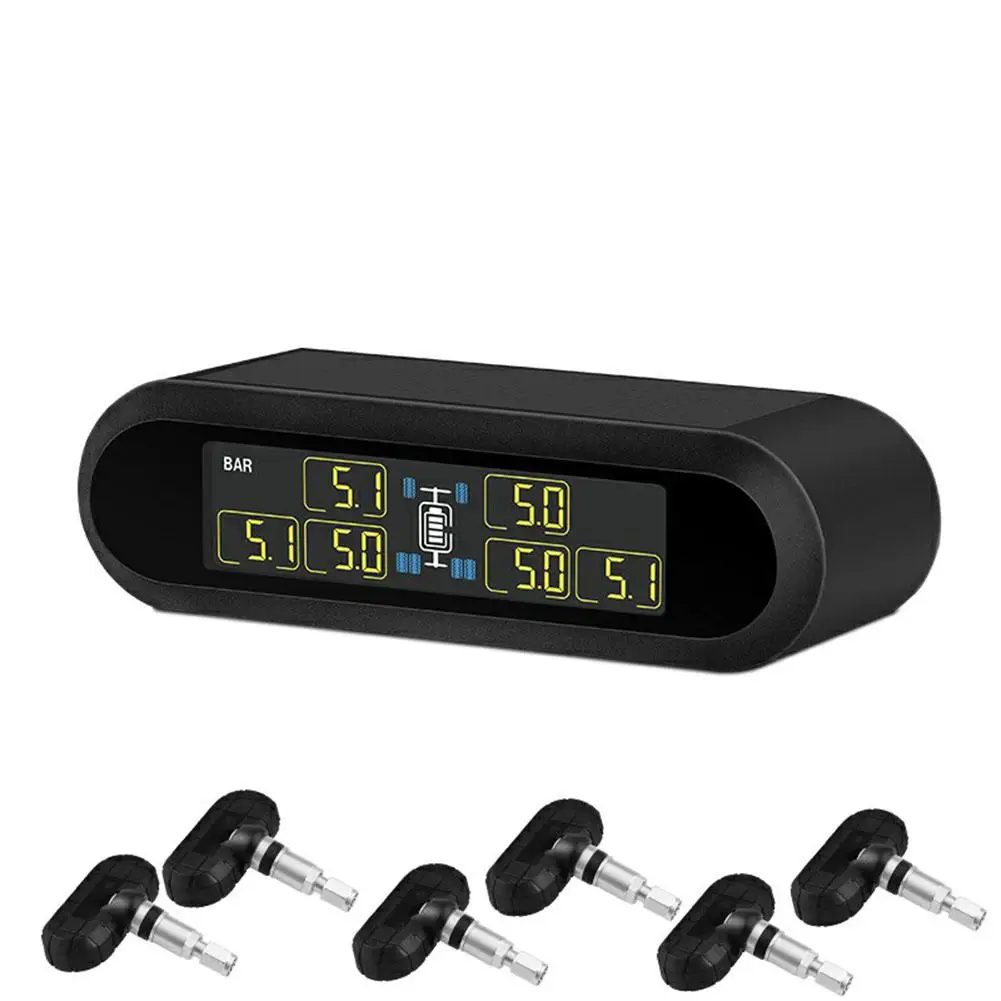 

Kuulee Car TPMS Tire Pressure Monitoring System Super LCD Universal for 6 Wheels Bus Van Internal Sensors