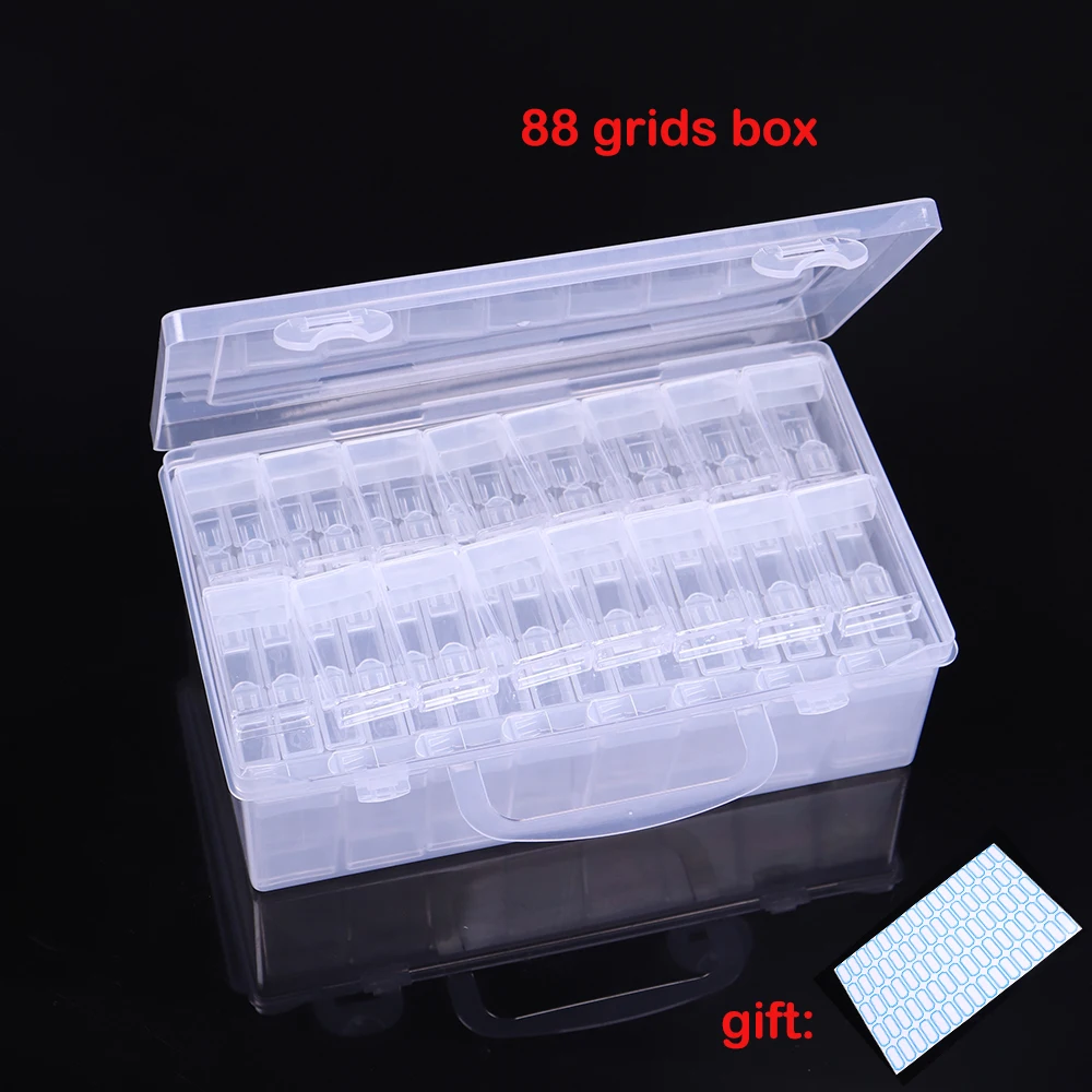 

new 88 lattice transparent plastic storage box jewelry Drill Storage Box Diamond embroidery Accessories diamond painting tool