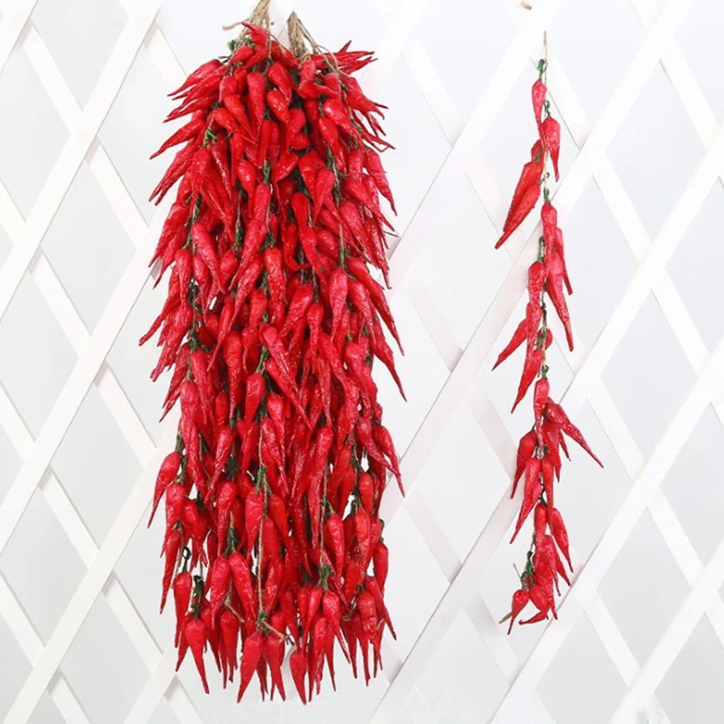 Hagao Fake Red Peppers - 50pcs Realistic Plastic Chili Decor For Kitchen, Party & Home Decoration