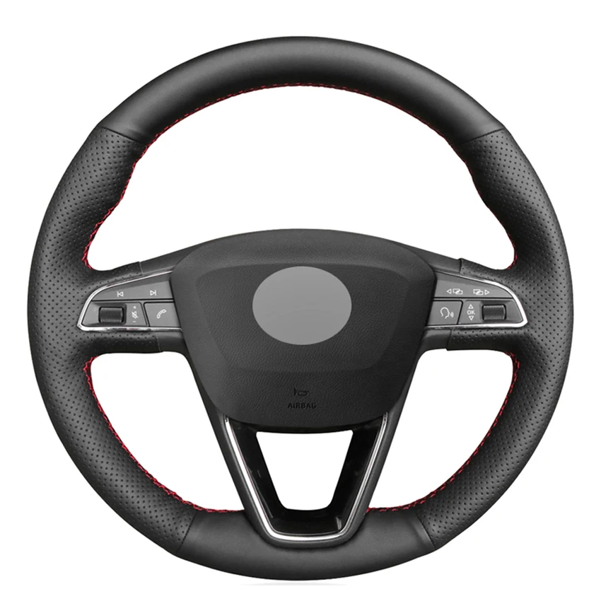 Черный ПУ Искусственная Кожа DIY Чехол рулевого колеса автомобиля для Seat Leon 5F Mk3