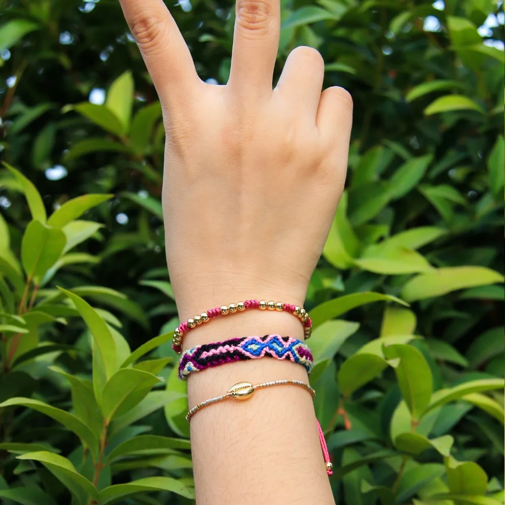 KELITCH браслеты дружбы с мягкой хлопковой нитью Цвет Бохо браслеты ручной работы из веревки этнический очаровательный браслет на цепочке