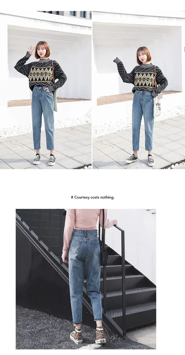 Женские джинсы большого размера, простые, Ретро стиль, прямые, корейский стиль, Харадзюку, длина по щиколотку, женские брюки с высокой талией, для студентов, трендовые, повседневные