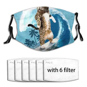 

Anti-Pollution Cat Surfing PM2.5 Anti Dust Mask Unisex Activated Carbon Filter Mouth Bacteria Face Masks Reusable Breathable