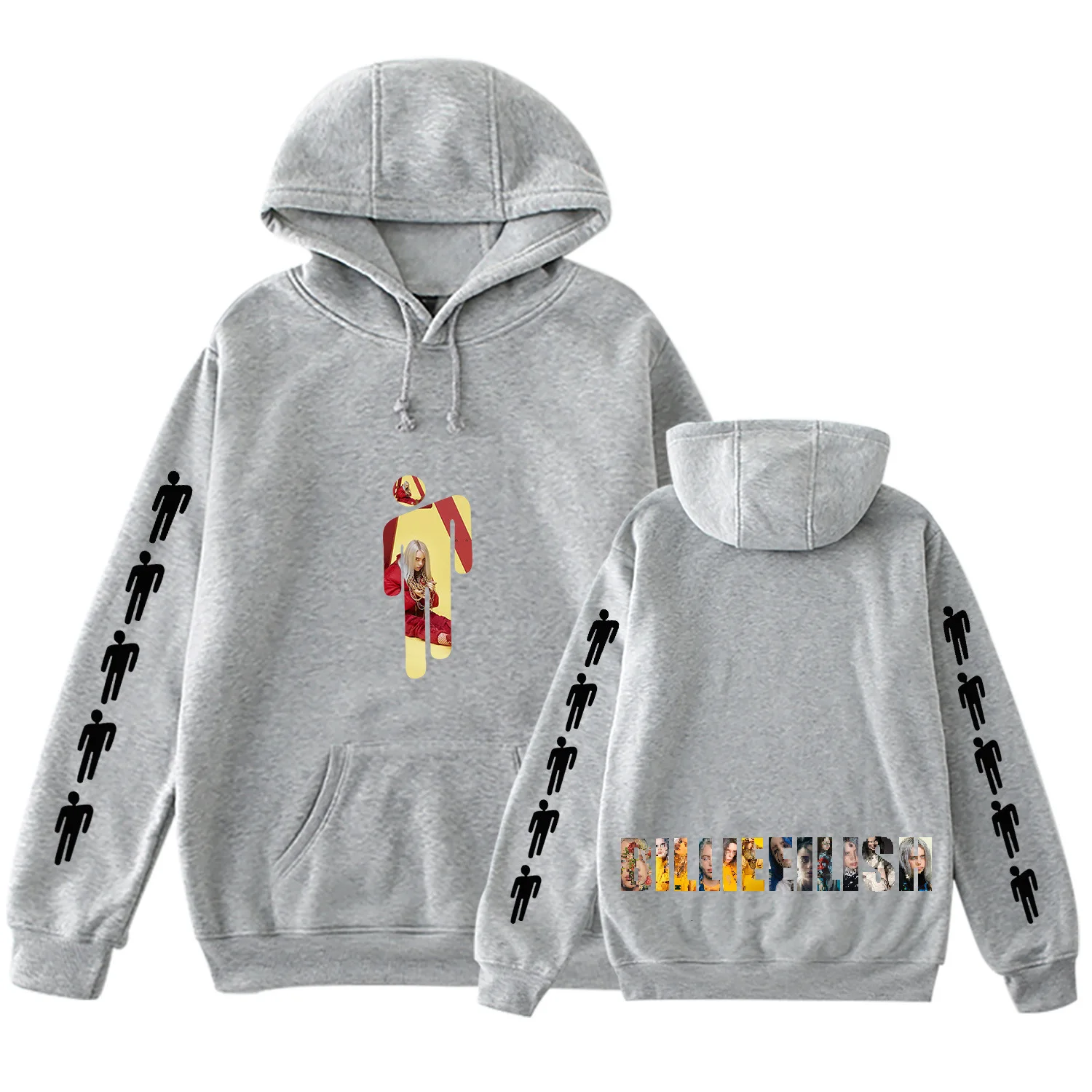 Billie Eilish толстовки, свитшоты, куртки на каждый день больше размера d Толстовка размера плюс 4XL товар Повседневная модная одежда - Цвет: gray-4