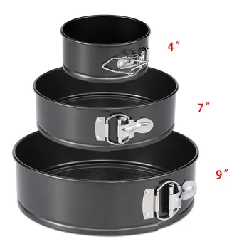 

Spot round pizza cake plate 4 / 7 / 9 inch loose bottom snap on carbon steel non stick baking pan mold 3 pieces