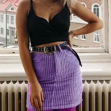 Вельветовая Женская Осенняя Сексуальная Повседневная юбка с карманами и пуговицами, узор зима