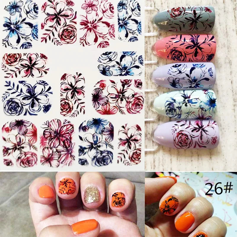 Цвет ногтей 6D маникюрный Декор DIY стикер s Блеск для ногтей Наклейки для декора WSH99