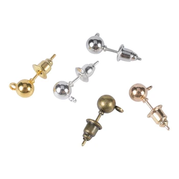 

50Pcs/Lot Stud Earrings Basic Pins With Stoppers Backs For Jewelry Making DIY Earrings Findings Supplies