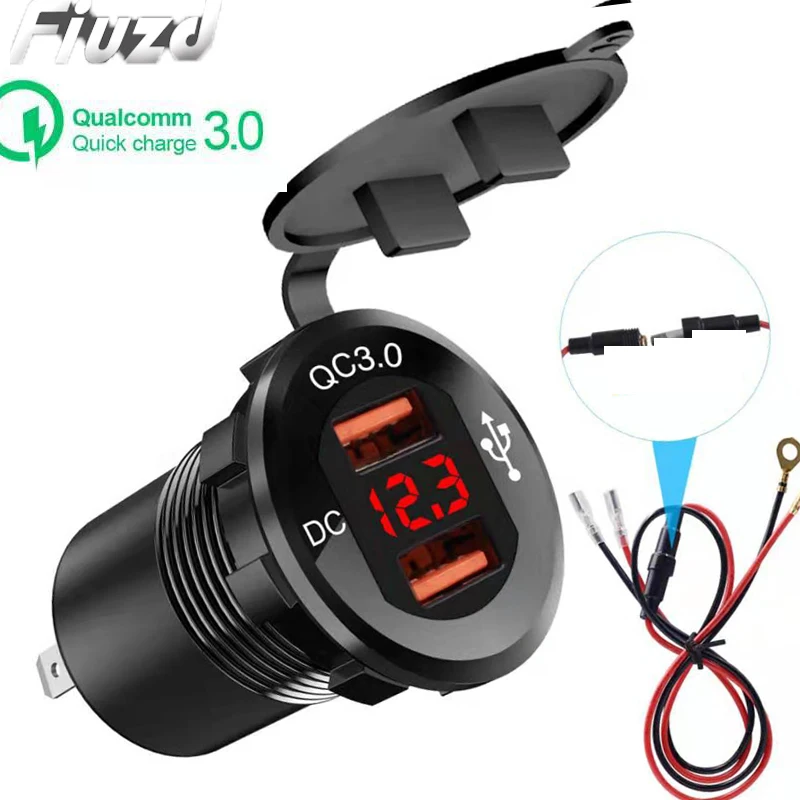 Metal QC 3.0 car charger 24V Car Bus Boats Vehicle LED Indicator High Quality USB Charger Socket Cigarette Car-Charger Adapter