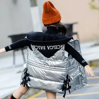 

Children's cotton vest 2019 winter new fashion girls cotton vest cotton clothing big children hooded cotton jacket cotton jacket