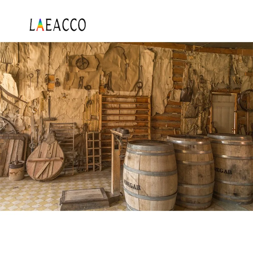 

Laeacco Old Wine Cellar Jar Wooden Tool House Interior Photography Background Photographic Backdrops For Photo Studio