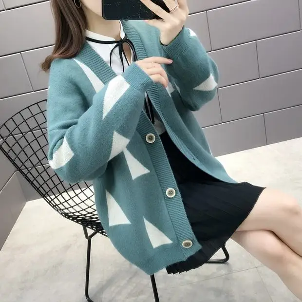 OHCLOTHING, 9289 реальное фото, свободный свитер с бриллиантовым блоком, кардиган, пальто, 45- 1-й этаж, 11 рядов, 1 полка